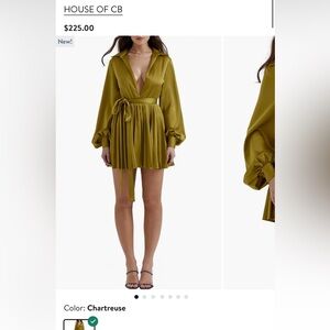 House of CB Allegra Long Sleeve Faux Wrap Cocktail Minidress